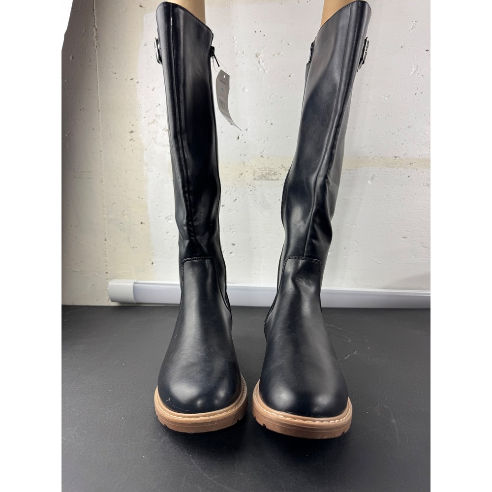 Time and Tru Women's Riding Boots Black Memory Foam Knee High Size 10